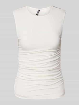 Pieces Slim Fit Top mit Seitenraffung MADISON in Offwhite, Größe M