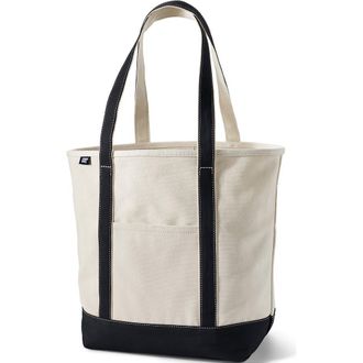 Lands End Lands End Canvas Open Top Tote Bag Regular & Long Handle Carry All - Stylish for Work Travel Beach Errands Great Gift in