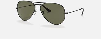 Ray-Ban Mens Aviator Large Metal Polarized Sunglasses In Matte Black/ G-15 Green