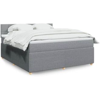 vidaXL Vidaxl - Cama Box Spring Con Colch&oacute;n Tela Gris Claro 180x200 Cm