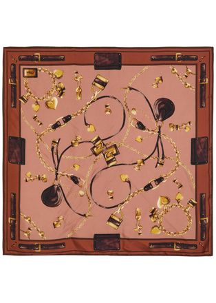 Chlo&eacute; Paddington Printed Silk Scarf - Brown - One Size