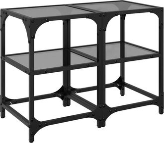 vidaXL Vidaxl - Mesas De Centro 2 Uds Acero Y Tapa De Vidrio Negro 30x30x45 Cm
