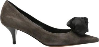 Roberto Festa Milano Schoenen, Dames, Grijs, 41 EU, Leer, Trupa Suede Pumps met Bloemdetail