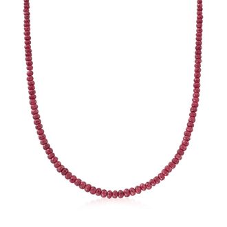 Ross-Simons Ruby Bead Necklace With Sterling Silver