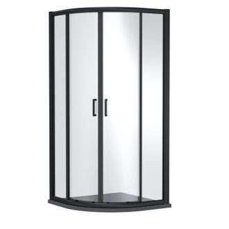 Balterley Quadrant Enclosure with Tray: 1000 x 1000 mm Matt Black/Grey in Black