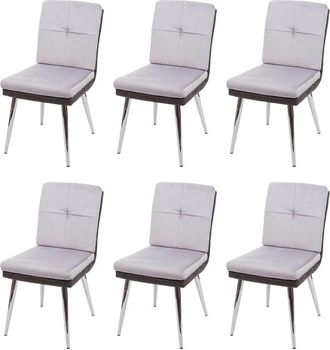 Hhg Lote De 6 Sillas De Comedor Hhg-556, Silla De Cocina Silla Tapizada Sill&oacute;n, Imitaci&oacute;n De Cuero Terciopelo Mvg-certificado, Gris