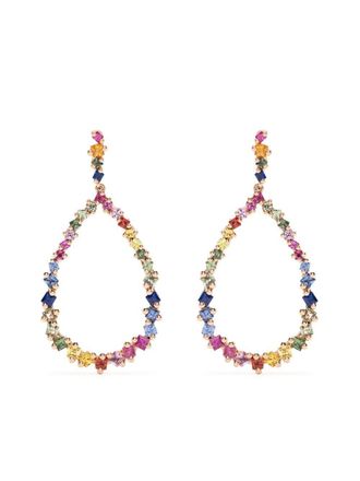Suzanne Kalan 18kt rose gold Princess Rainbow sapphire pear drop earrings