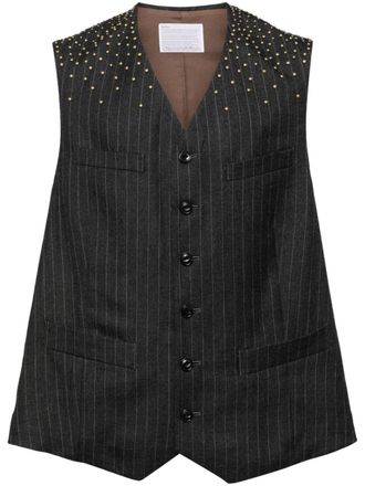 Kolor stud-embellished waistcoat - men - Wool/Cotton - 3 - Grey