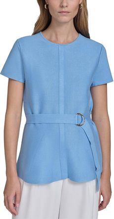 Halston Heritage Short Sleeve Belted Sweater