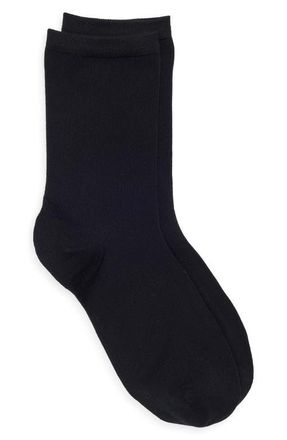 Nordstrom Solid Flat Knit Dress Socks in Black at Nordstrom, Size 9