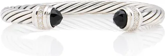David Yurman Sterling Silver Onyx Diamond Cable Classics 7mm Cuff