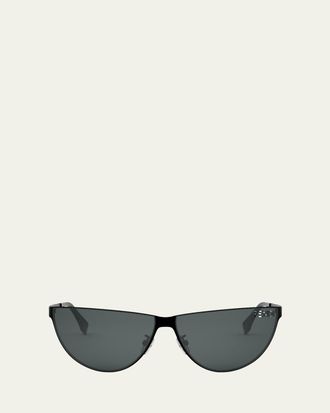 Fendi Mens Logo Cutout Metal Cat-Eye Sunglasses