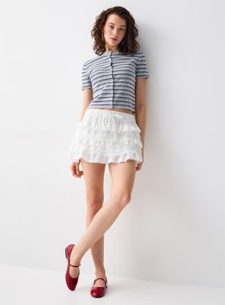 Twik Womens Tiered lace miniskirt