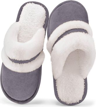 Generic Winter Slippers Womens Warm Slippers Womens Plush Lined Felt Slippers Slip-On Slippers with Soft Sole Comfortable Flat Cotton Shoes Cuddly Slippers In