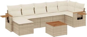 vidaXL Vidaxl - Juego De Sof&aacute;s De Jard&iacute;n Con Cojines Beige 8 Pzas Rat&aacute;n Pe