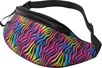 Generic Dreamy Colorful Stripes Print Chest Bag Waist Bag Lightweight Fanny Pack For Hiking Marathon Walking 14X35Cm