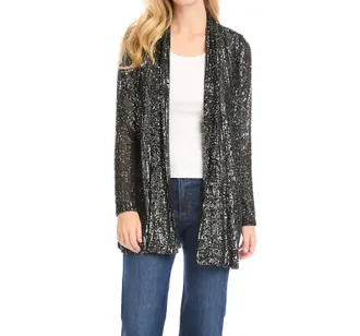 Karen Kane Silvana Sequin Duster In Steel