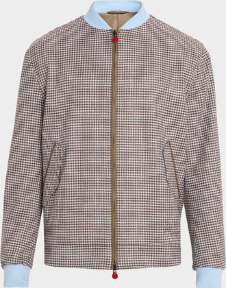 Kiton Men & apos;s Houndstooth Check Wool and Silk Blouson