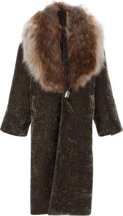 Jacques shearling jewel-button coat - Brown