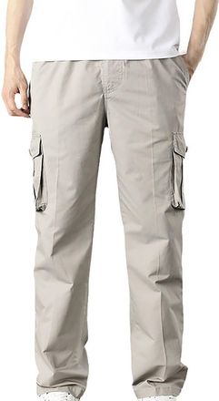 Generic Work Trousers Men - Baggy Cargo Pants Men - Straight Leg Trousers - Wide Leg Trousers - Lounge Pants with Pockets - Jogging Bottoms - Lightweight Walk