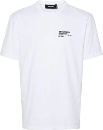 Dsquared2 Mens Headquarters Logo White T-shirt Cotton - Size Large