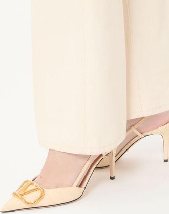 Valentino Garavani D&eacute;collet&eacute; Slingback Vlogo Signature In Vitello Stampato 80Mm Donna BURRO 35.5