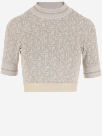 Palm Angels Orange Off White Monogram Jacquard Top