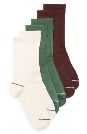 Nordstrom 3-Pack Athleisure Crew Socks in Ivory- Brown- Green at Nordstrom, Size 9