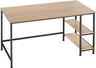 TecTake Escritorio estilo industrial 2 estantes 120x60x75,5 cm madera clara
