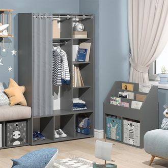 Vicco Armario De Ropa Para Ni&ntilde;os Luigi, Gris, 105.8 X 178.1 Cm Con Barra De Colgar Vicco