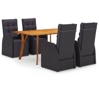 vidaXL Juego De Comedor De Jard&iacute;n 5 Piezas Negro Vidaxl
