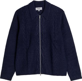 Wax London Friar Cable-knit Jacket - Navy - Xxl