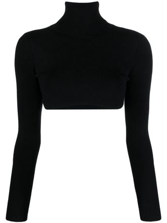 Elisabetta Franchi Maglione crop a collo alto - Nero
