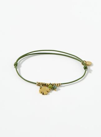 Simons Womens Bead and clover cord bracelet