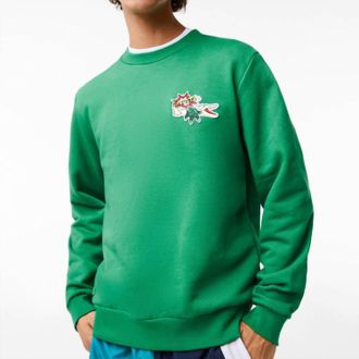 Lacoste Logo Crewneck Sweatshirt In Green