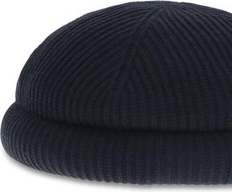 Loro Piana Womens Wool Beanie Hat Navy Blue (ovis Aries)