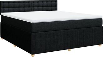 vidaXL Cama Box Spring Con Colch&oacute;n Tela Negro 180x200 Cm Vidaxl