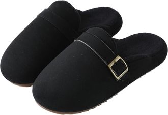 Generic TARYOU Mens Suede Slippers, Black, 10.5-11.5 Narrow