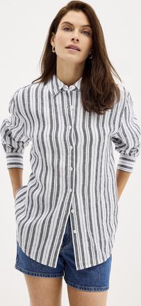 Contemporaine Womens Striped oversized pure linen shirt