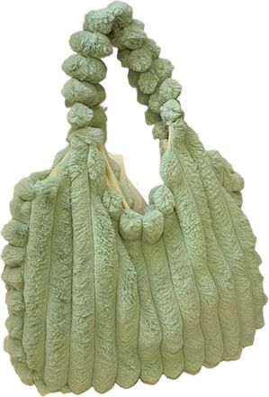 Generic Womens Plush Bags Womens Soft Plush Underarm Bags Winter Fluffy Casual Handbags Large Capacity Ladies Shoulder Furry Tote(Green)