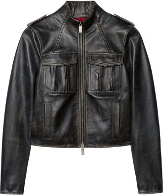Off-white Vintage Lea leather jacket - women - Calf Leather - 38 - Black