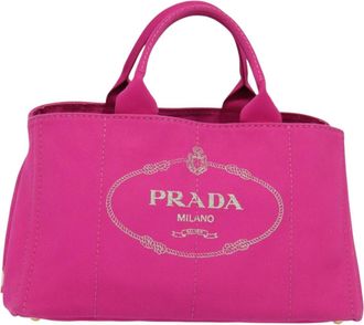 Prada Canapa Pink Canvas Handbag (Pre-Owned)