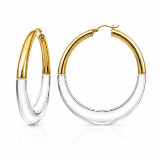Gold & Honey Womens Xl Chunky Graduated Hoop Earrings In Clear