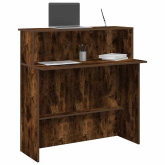 Berkfield Home Reception Desk Smoked Oak 100x50x103.5 cm Engineered Wood in Brown