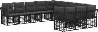 vidaXL Conjunto De Sof&aacute;s De Exterior Negro Y Gris Oscuro Poli&eacute;ster Vidaxl