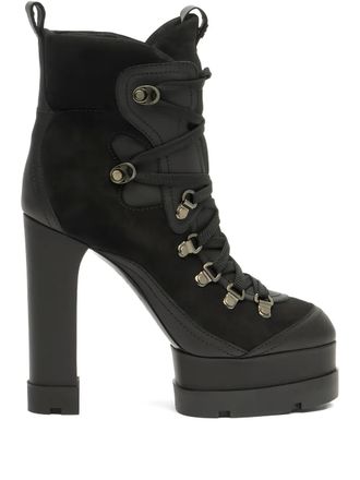 Casadei 120 mm veterlaarzen met plateauzool - 9000 BLACK