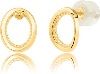 MAX + STONE 14K Yellow Gold Minimalistic Small Oval Stud Earrings