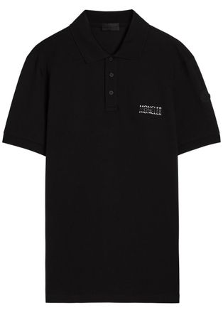 Moncler Logo-print Cotton Polo Shirt - Black - Xxl
