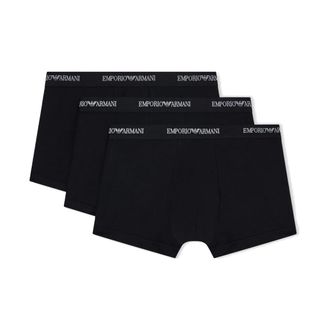 Emporio Armani Bottoms, male, Black, Size: 2XL Set of Three Stretch Cotton Boxers