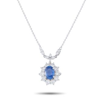 Luxury Bazaar Platinum 2.50ct Diamond and Sapphire Necklace MF09-100826
